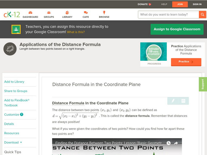 Ck 12: Geometry: Distance Formula in the Coordinate Plane Unit Plan Ck 12: Geometry: Distance Formula in the Coordinate Plane Unit Plan