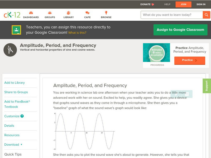 Ck 12: Trigonometry: Amplitude, Period, and Frequency Unit Plan