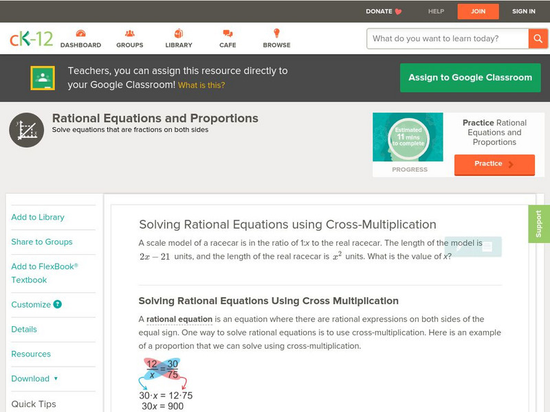 Ck 12: Algebra: Solving Rational Equations Using the Lcd Unit Plan Ck 12: Algebra: Solving Rational Equations Using the Lcd Unit Plan