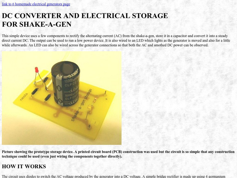 Creative Science Centre: Dc Converter and Electrical Storage for Shake a Gen Website
