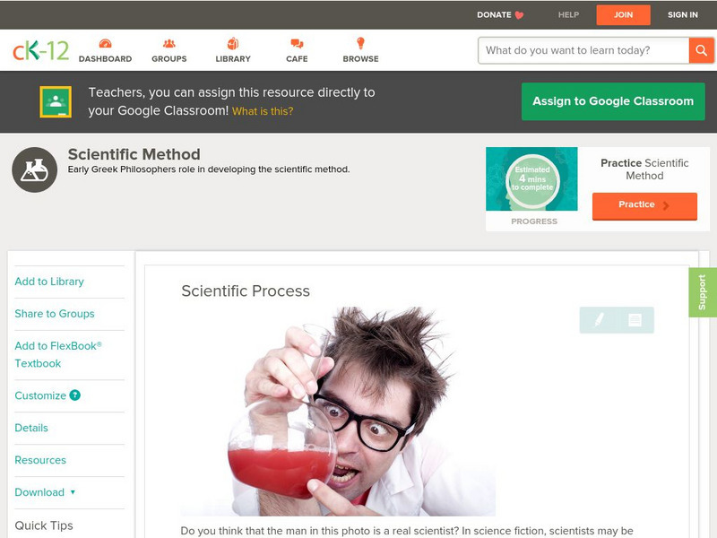 Ck 12: Physical Science: Scientific Process Unit Plan Ck 12: Physical Science: Scientific Process Unit Plan