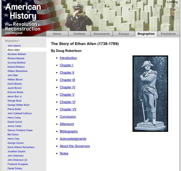 American History: Biographies: The Story of Ethan Allen (1738 1789) Primary American History: Biographies: The Story of Ethan Allen (1738 1789) Primary