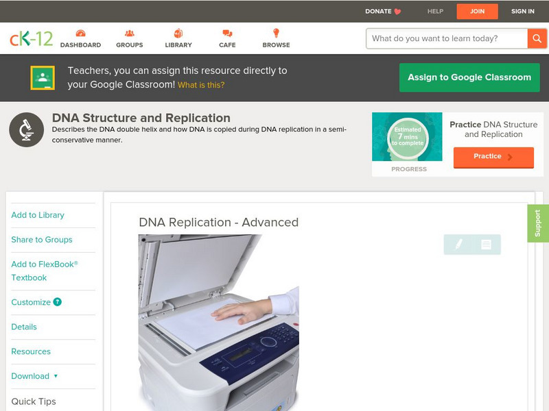 Ck 12: Dna Replication Unit Plan Ck 12: Dna Replication Unit Plan