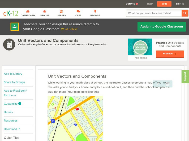 Ck 12: Unit Vectors and Components Unit Plan Ck 12: Unit Vectors and Components Unit Plan