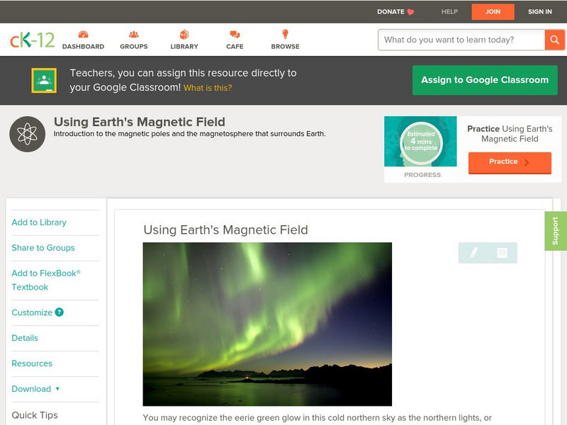Ck 12: Physical Science: Using Earth's Magnetic Field Unit Plan Ck 12: Physical Science: Using Earth's Magnetic Field Unit Plan
