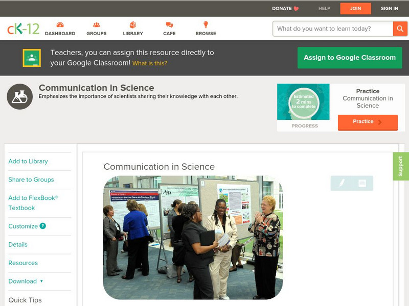 Ck 12: Physical Science: Communication in Science Unit Plan Ck 12: Physical Science: Communication in Science Unit Plan