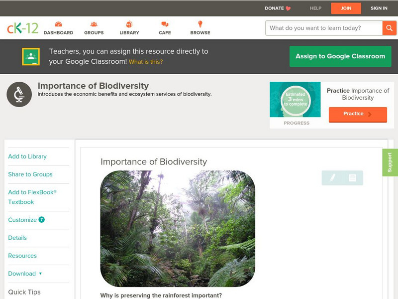 Ck 12: Life Science: Importance of Biodiversity Unit Plan Ck 12: Life Science: Importance of Biodiversity Unit Plan
