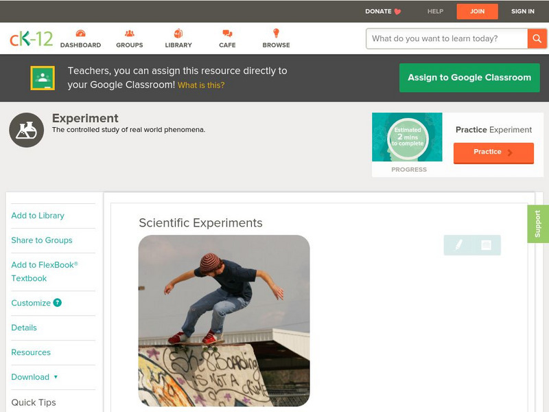 Ck 12: Physical Science: Scientific Experiments Unit Plan Ck 12: Physical Science: Scientific Experiments Unit Plan