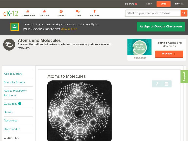 Ck 12: Earth Science: Atoms to Molecules Unit Plan Ck 12: Earth Science: Atoms to Molecules Unit Plan