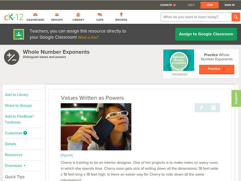 Ck 12: Arithmetic: Values Written as Powers Unit Plan Ck 12: Arithmetic: Values Written as Powers Unit Plan