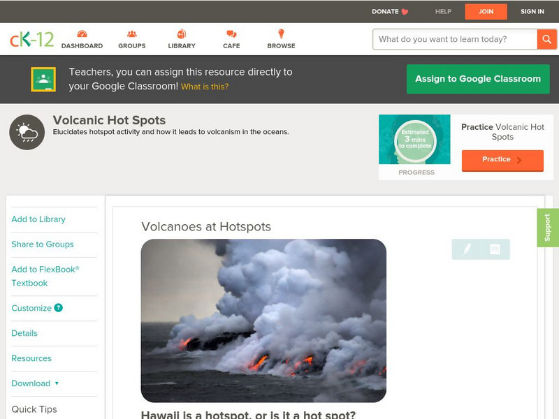 Ck 12: Earth Science: Volcanoes at Hotspots Unit Plan Ck 12: Earth Science: Volcanoes at Hotspots Unit Plan