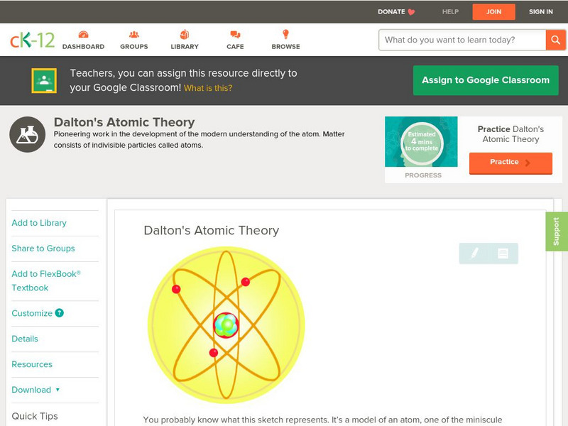 Ck 12: Physical Science: Dalton's Atomic Theory Unit Plan Ck 12: Physical Science: Dalton's Atomic Theory Unit Plan