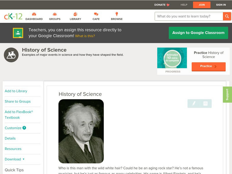 Ck 12: Physical Science: History of Science Unit Plan Ck 12: Physical Science: History of Science Unit Plan