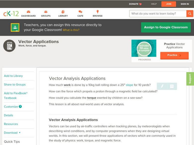 Ck 12: Analysis: Vector Direction Unit Plan Ck 12: Analysis: Vector Direction Unit Plan