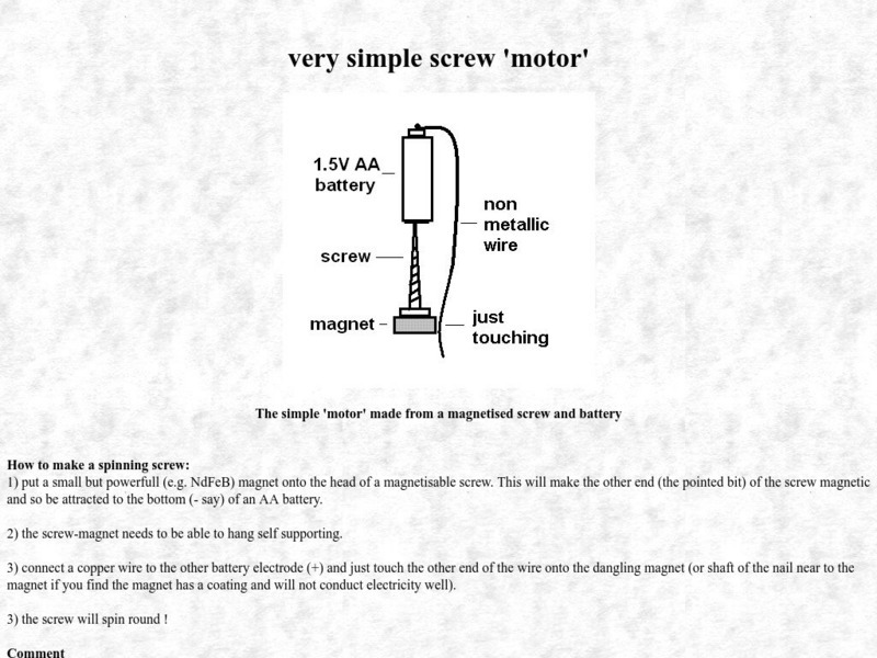 Creative Science Centre: Very Simple Screw 'Motor' Article Creative Science Centre: Very Simple Screw 'Motor' Article