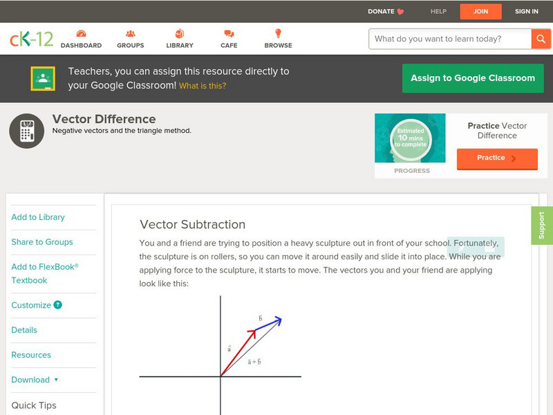 Ck 12: Trigonometry: Vector Subtraction Unit Plan Ck 12: Trigonometry: Vector Subtraction Unit Plan
