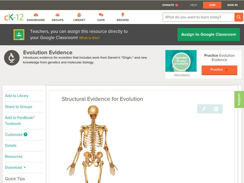 Ck 12: Life Science: Structural Evidence for Evolution Unit Plan Ck 12: Life Science: Structural Evidence for Evolution Unit Plan