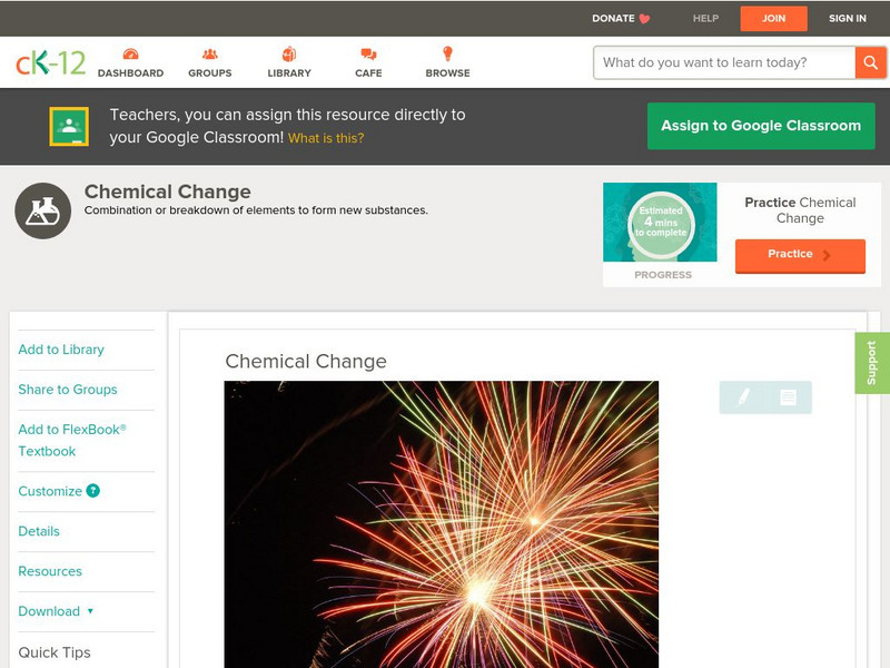 Ck 12: Physical Science: Chemical Change Unit Plan Ck 12: Physical Science: Chemical Change Unit Plan