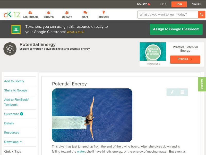 Ck 12: Physical Science: Potential Energy Unit Plan Ck 12: Physical Science: Potential Energy Unit Plan