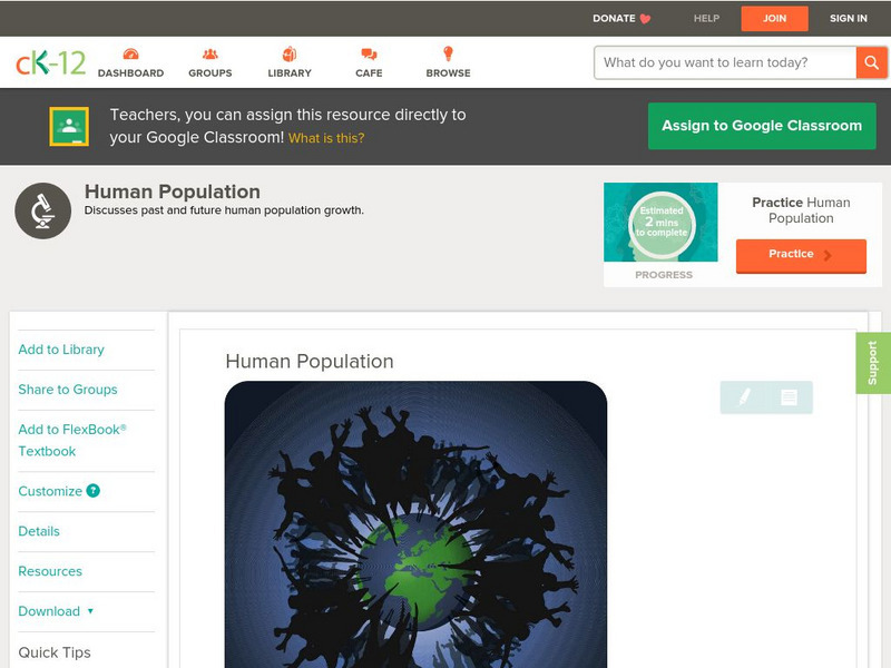 Ck 12: Life Science: Human Population Unit Plan Ck 12: Life Science: Human Population Unit Plan