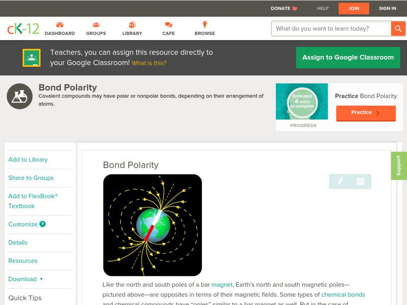 Ck 12: Physical Science: Bond Polarity Unit Plan Ck 12: Physical Science: Bond Polarity Unit Plan