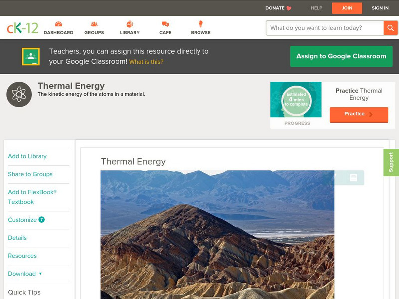 Ck 12: Physical Science: Thermal Energy Unit Plan Ck 12: Physical Science: Thermal Energy Unit Plan