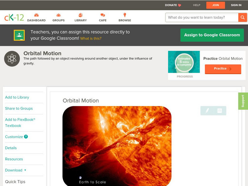 Ck 12: Physical Science: Orbital Motion Unit Plan Ck 12: Physical Science: Orbital Motion Unit Plan