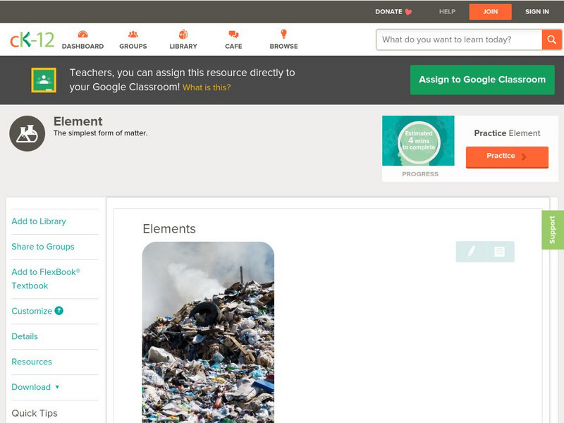 Ck 12: Physical Science: Elements Unit Plan Ck 12: Physical Science: Elements Unit Plan