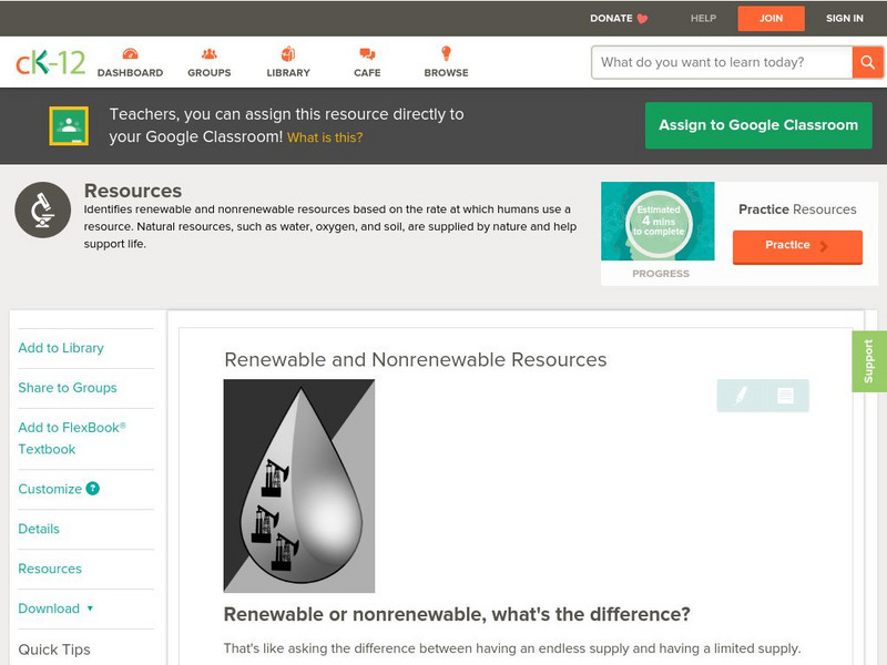 Ck 12: Biology: Renewable and Nonrenewable Resources Unit Plan Ck 12: Biology: Renewable and Nonrenewable Resources Unit Plan