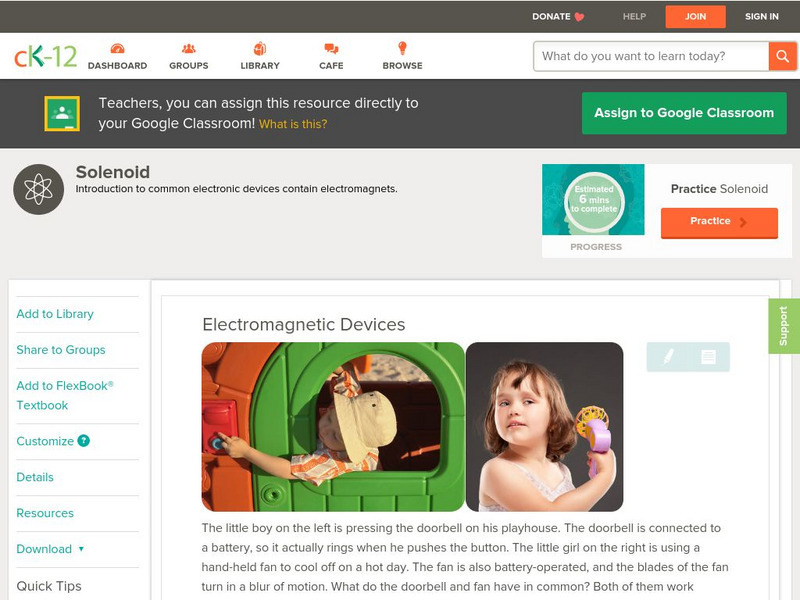 Ck 12: Physical Science: Electromagnetic Devices Unit Plan