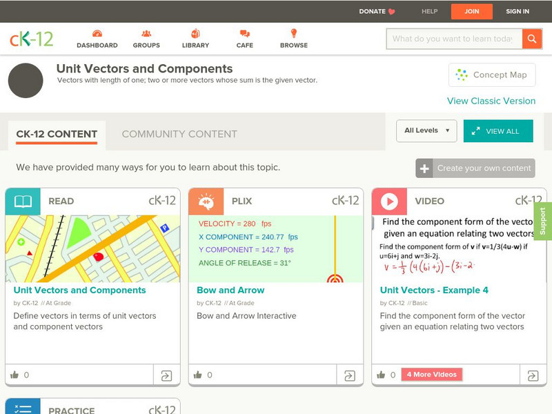 Ck 12: Unit Vectors and Components Unit Plan Ck 12: Unit Vectors and Components Unit Plan