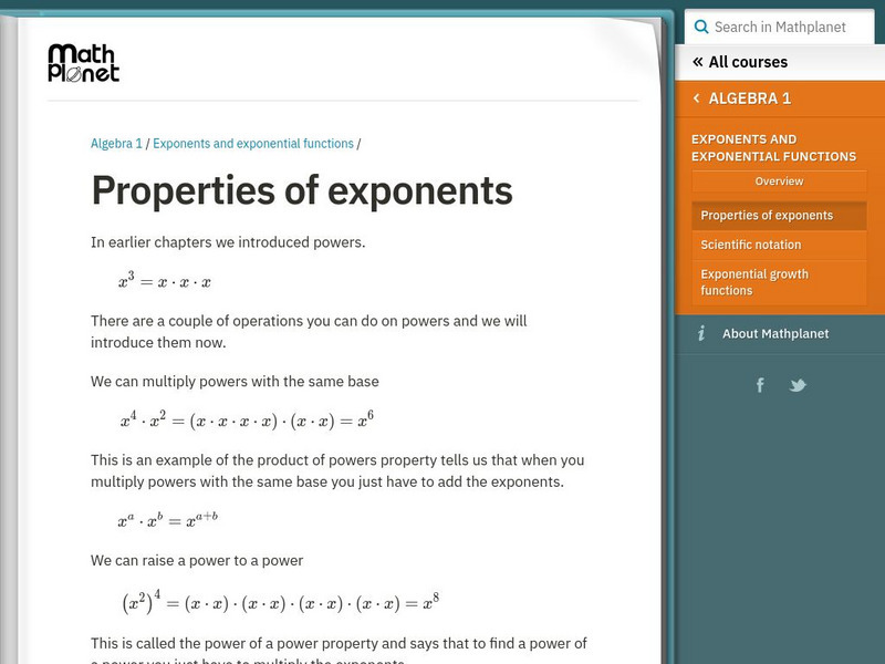 Math Planet: Exponents and Exponential Functions: Properties of ...