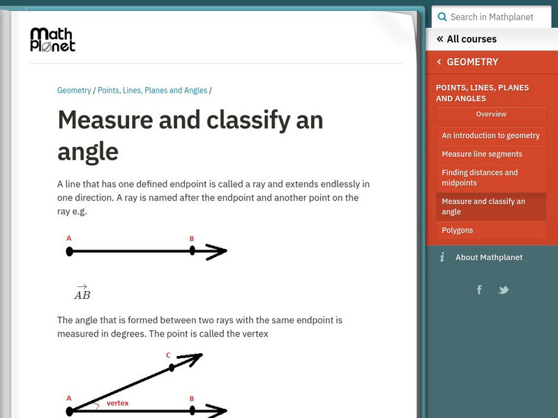 Math Planet: Geometry: Measure and Classify an Angle Handout Math Planet: Geometry: Measure and Classify an Angle Handout