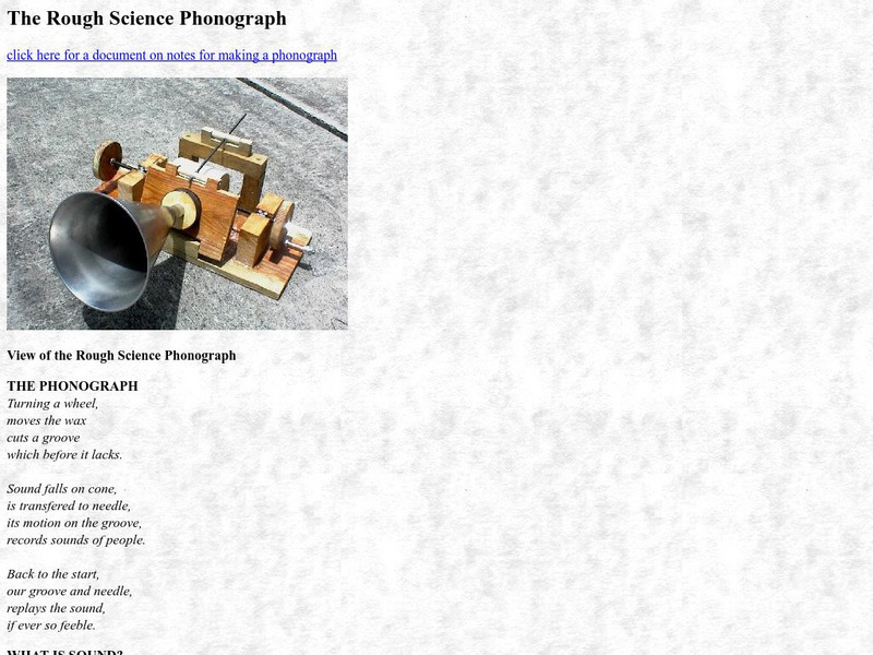 Creative Science Centre: The Rough Science Phonograph Article