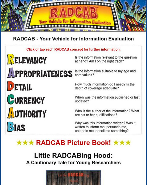 Radcab: Your Vehicle for Information Evaluation Handout Radcab: Your Vehicle for Information Evaluation Handout
