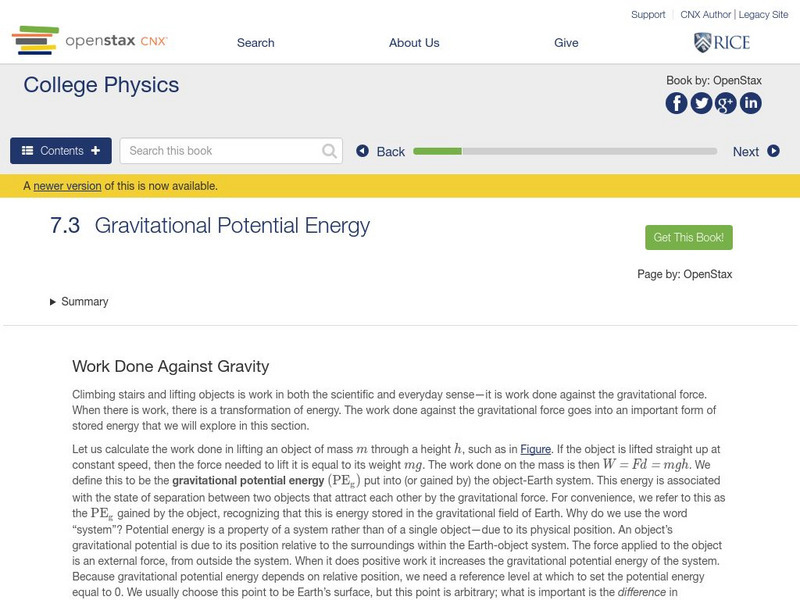 Open Stax: Gravitational Potential Energy Unit Plan Open Stax: Gravitational Potential Energy Unit Plan