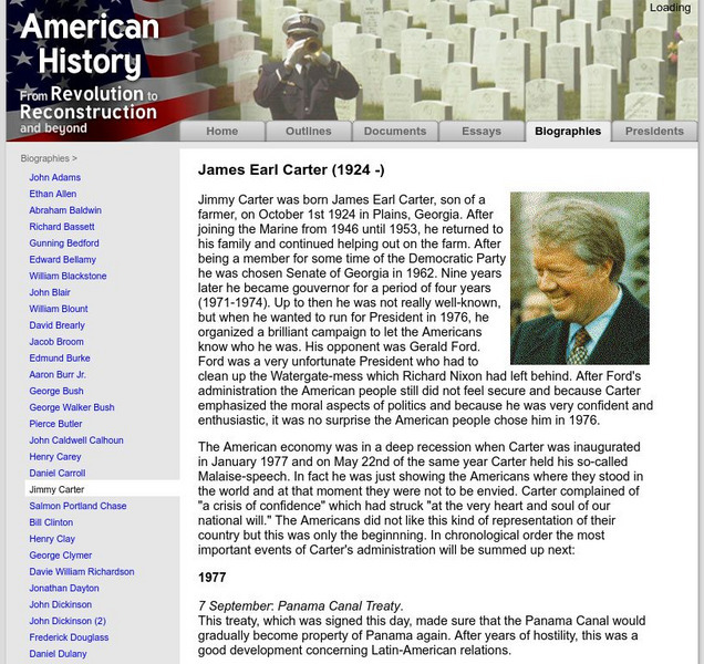American History: Biographies: James Earl Carter Website American History: Biographies: James Earl Carter Website