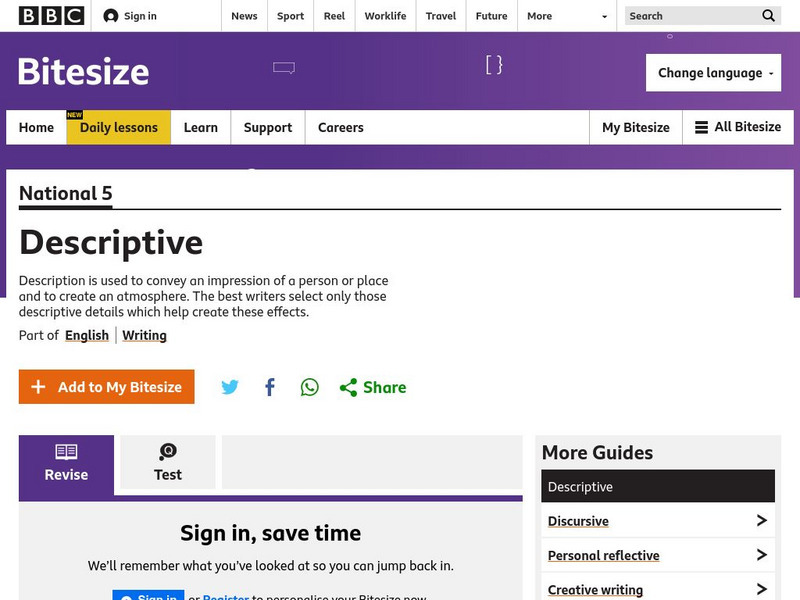 Bbc Bitesize Revision: Describing Scenes Activity Bbc Bitesize Revision: Describing Scenes Activity