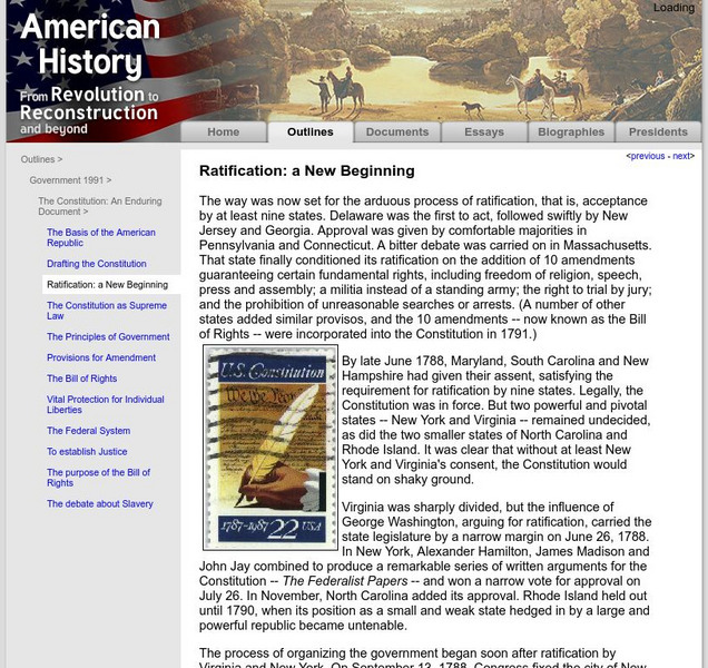 American History: Outlines: Ratification Website American History: Outlines: Ratification Website