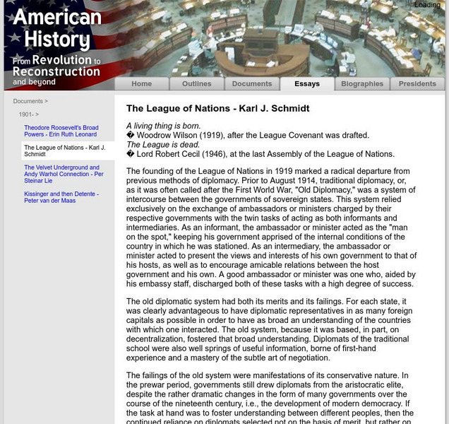 American History: Essays: The League of Nations Website American History: Essays: The League of Nations Website