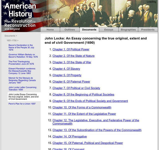 American History: Documents: John Locke on Government Primary American History: Documents: John Locke on Government Primary