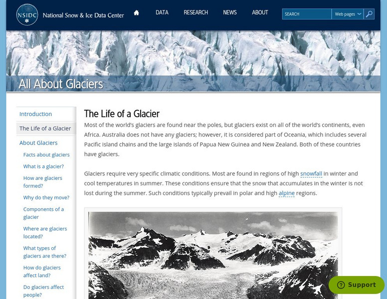 National Snow and Ice Data Center: All About Glaciers: The Life of a Glacier Handout National Snow and Ice Data Center: All About Glaciers: The Life of a Glacier Handout