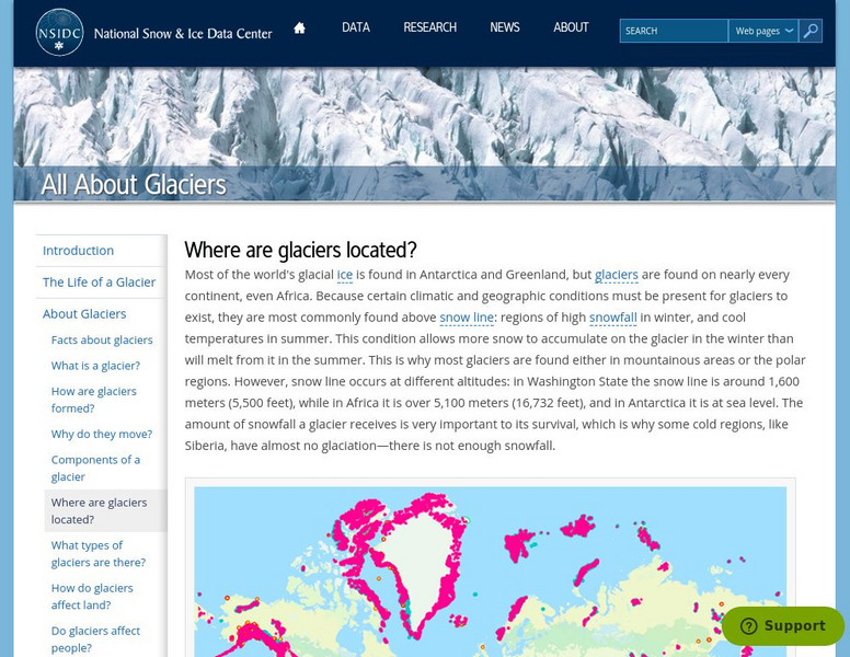Nat. Snow and Ice Data Center: All About Glaciers: Where Are Glaciers Located? Handout