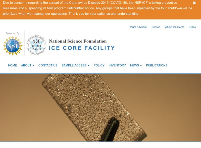 National Science Foundation: Ice Core Facility (Nsf Icf): About Ice Cores Handout National Science Foundation: Ice Core Facility (Nsf Icf): About Ice Cores Handout