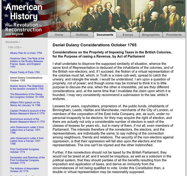 American History: Documents: Daniel Dulany on Taxes Primary American History: Documents: Daniel Dulany on Taxes Primary