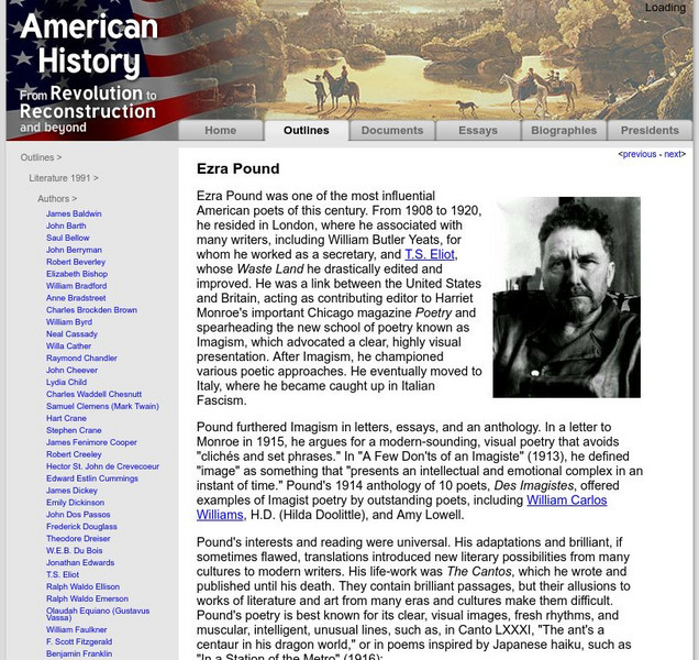 American History: Outlines: Imagist Ezra Pound Website American History: Outlines: Imagist Ezra Pound Website