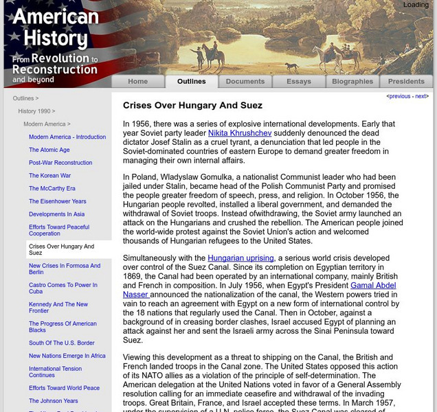 American History: Outlines: Hungary and Suez Crisis Website