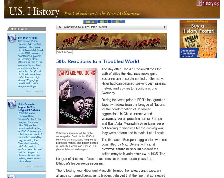 U.s. History: Reactions to a Troubled World Website U.s. History: Reactions to a Troubled World Website