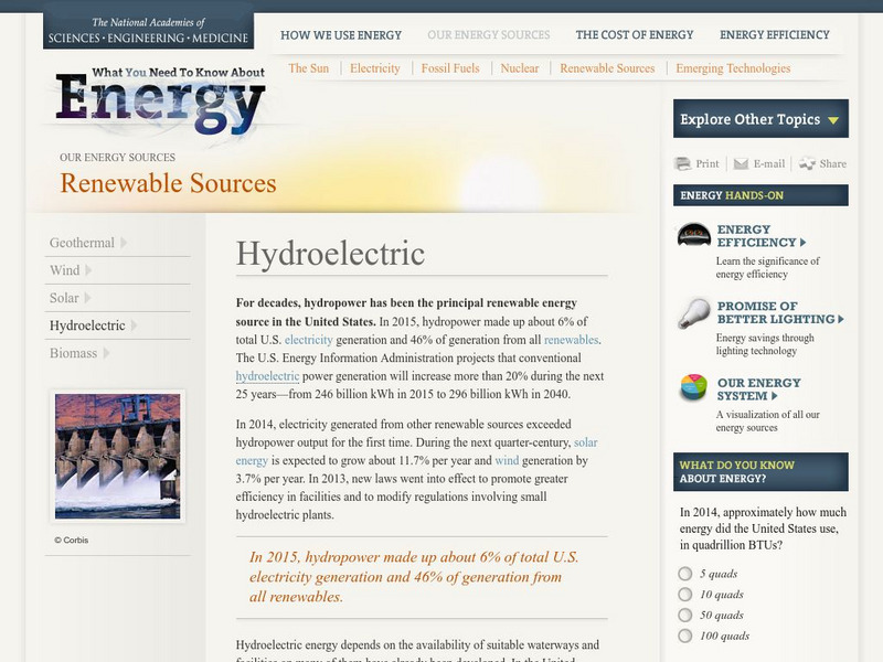 The National Academies: Renewable Sources: Hydroelectric Website The National Academies: Renewable Sources: Hydroelectric Website
