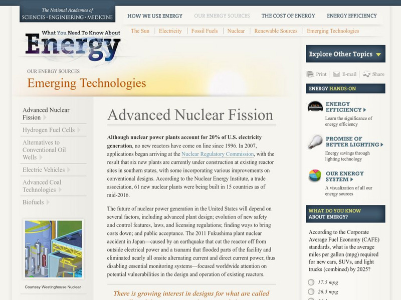 The National Academies: Emerging Technologies: Advanced Nuclear Fission Website The National Academies: Emerging Technologies: Advanced Nuclear Fission Website